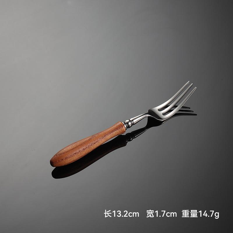Toon Wood Stainless Steel Tableware Cutlery Dining Set Natural Kitchen Utensils Sliver Fork Tea Spoon Kinfe of Dishes for Dinner