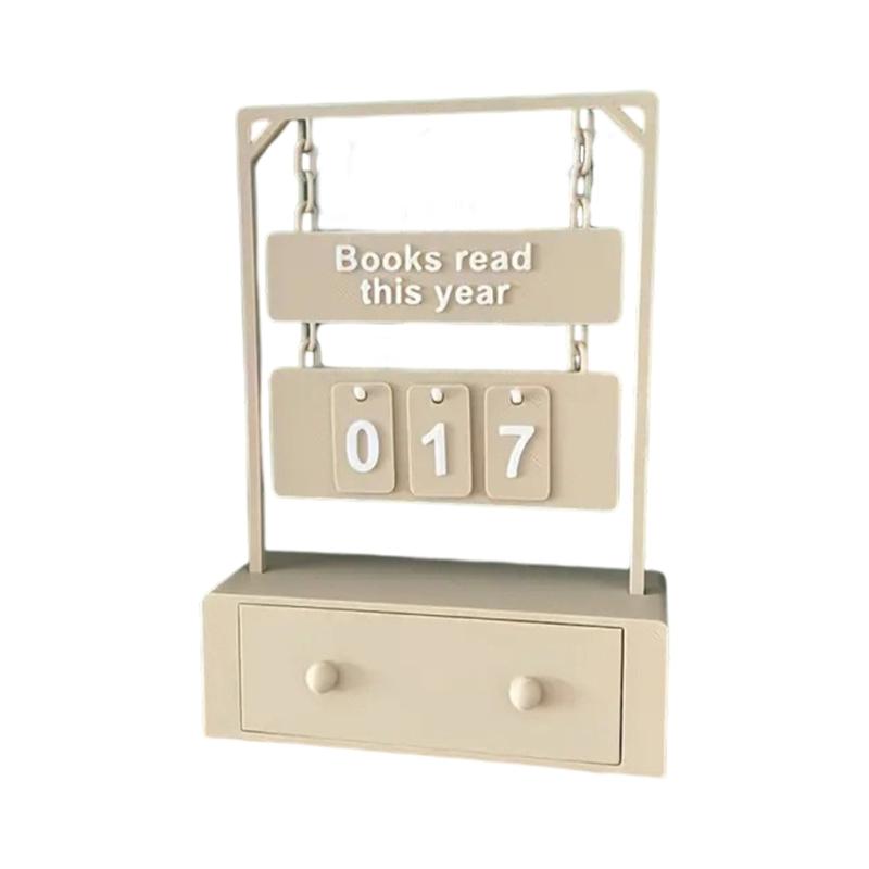 Hanging Book Counter Decoration With Number Display And Storage Drawer For Reading Tracking Accessories Book Lover Gift
