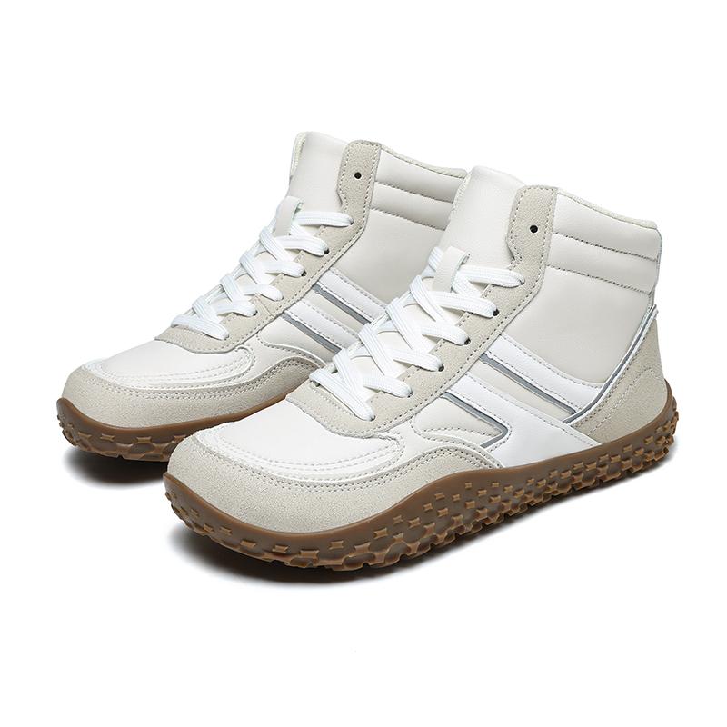 

TUINANLE Mid Top Barefoot Shoes Mens Womens Wide Toe Ankle Boots Outdoor Non-Slip Artificial Leather Shoes 48 бежевый