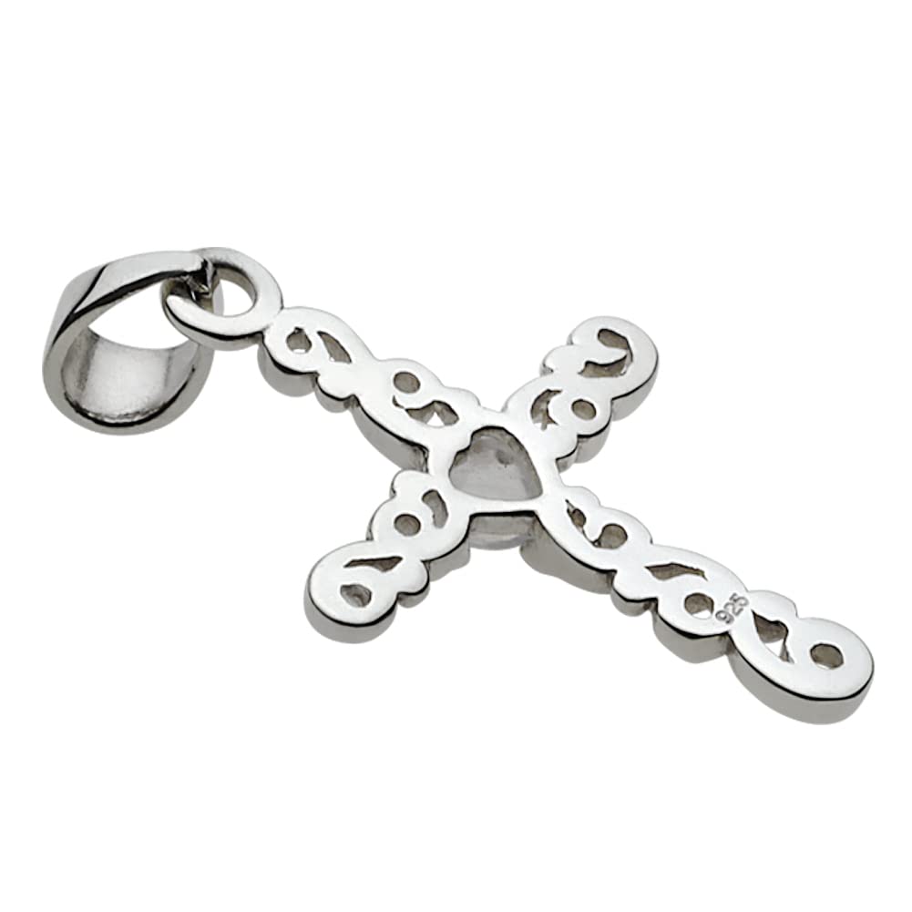 Arabesque Cross Pendant Rainbow Moonstone Fp0374 [Figmart] [Silver Accessory]