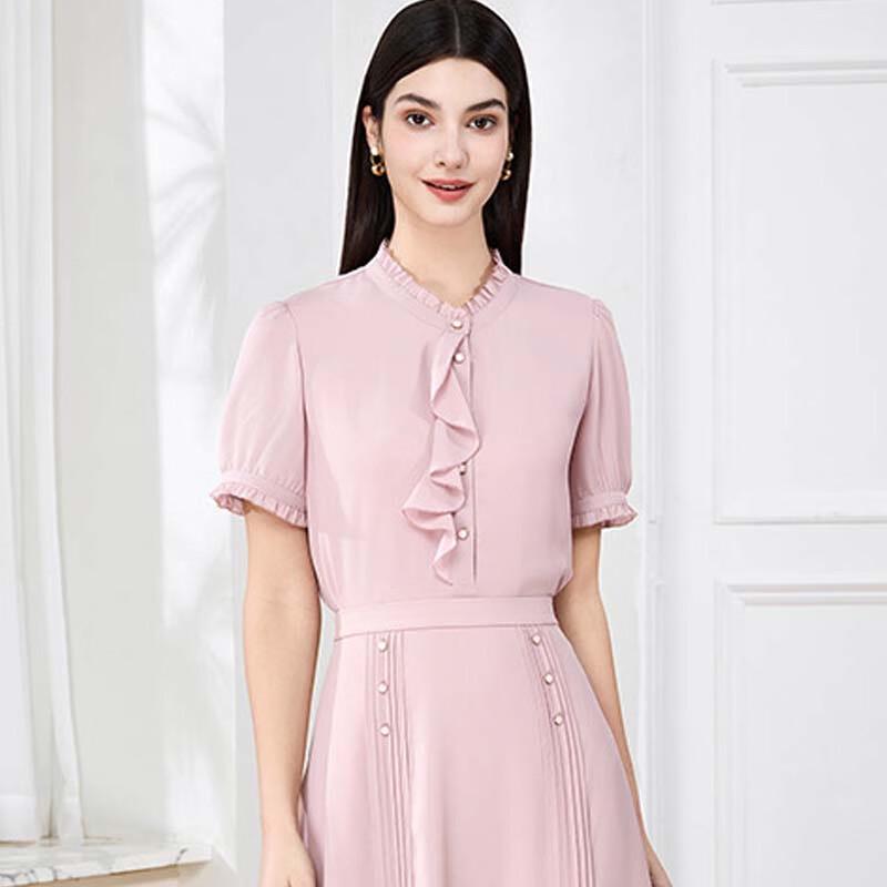 JESSIE Women s Elegant French Ruffle Collar Short Sleeve Top XL