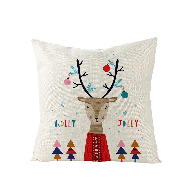 Home Polyester Pillow Cover Cartoon Digital Print Christmas Cushion Cover Living Room Sofa Cushion Cover