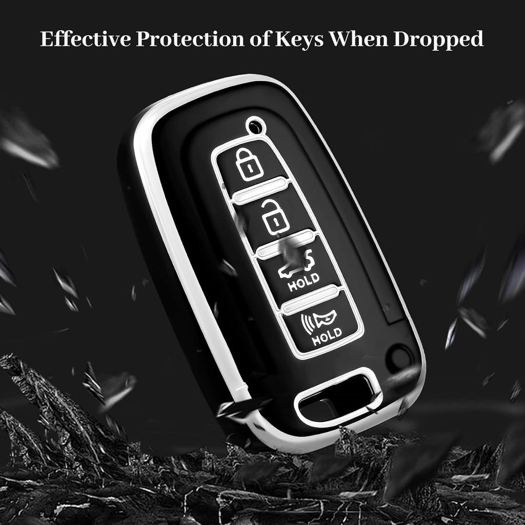 for Hyundai Kia Key Fob Cover, Soft TPU Protection Case Compatible with Hyundai Sonata Azera Elantra Genesis Kia Forte Optima Sorento Sportage Smart