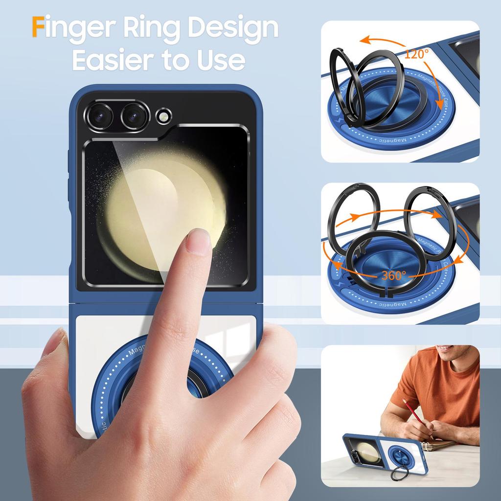 Samsung Z Flip7/6/5 360° Rotating Magnetic Wireless Charging Drop-Proof Clear Case