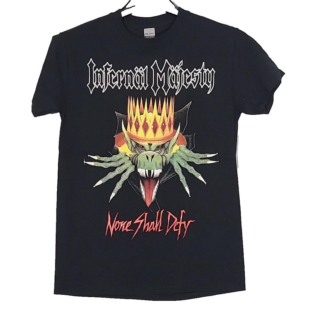 

INFERNAL MAJESTY None Shall Defy L LARGE T-Shirt Black Mens Band Logo Unisex T-Shirt XXXXL