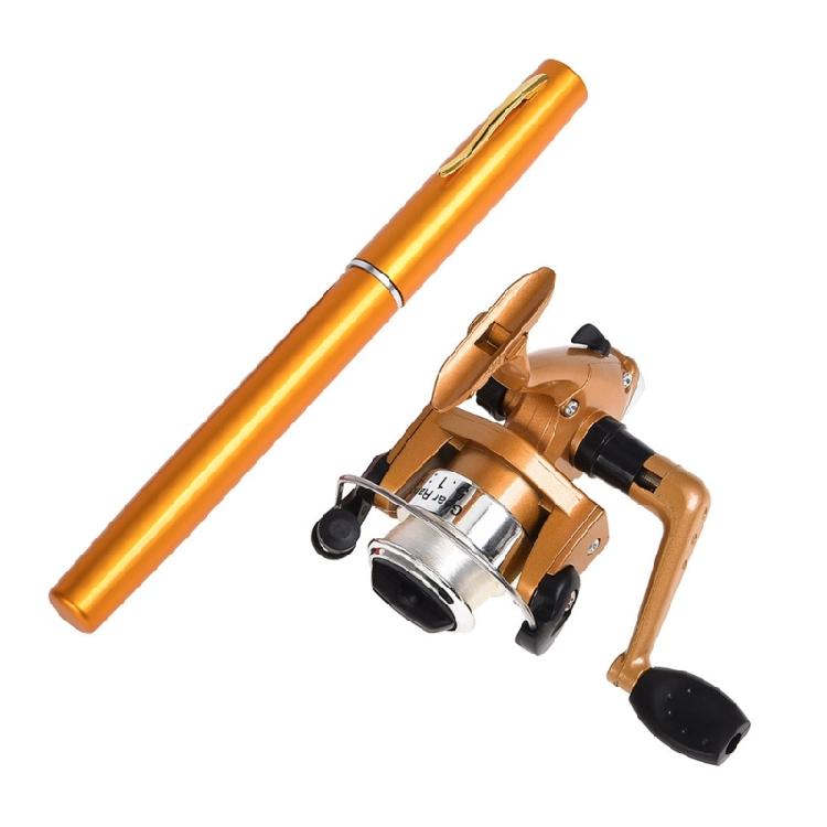 Pocket Telescopic Fishing Rod Set with Fishing Reel for Winter Ice Fishing Light Weight Mini Pen Style Fishing Rod Set золотой