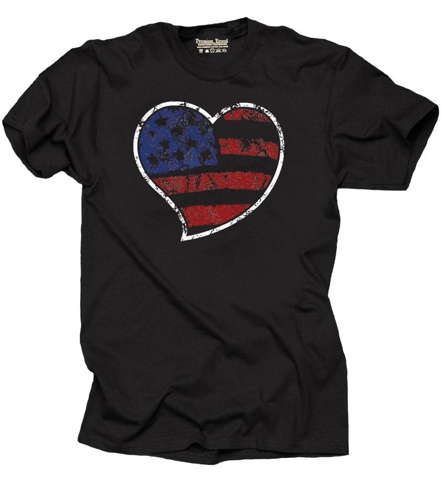 USA Flag 4th of July Tshirt Independence Day Tee shirt American Flag Heart Tee S