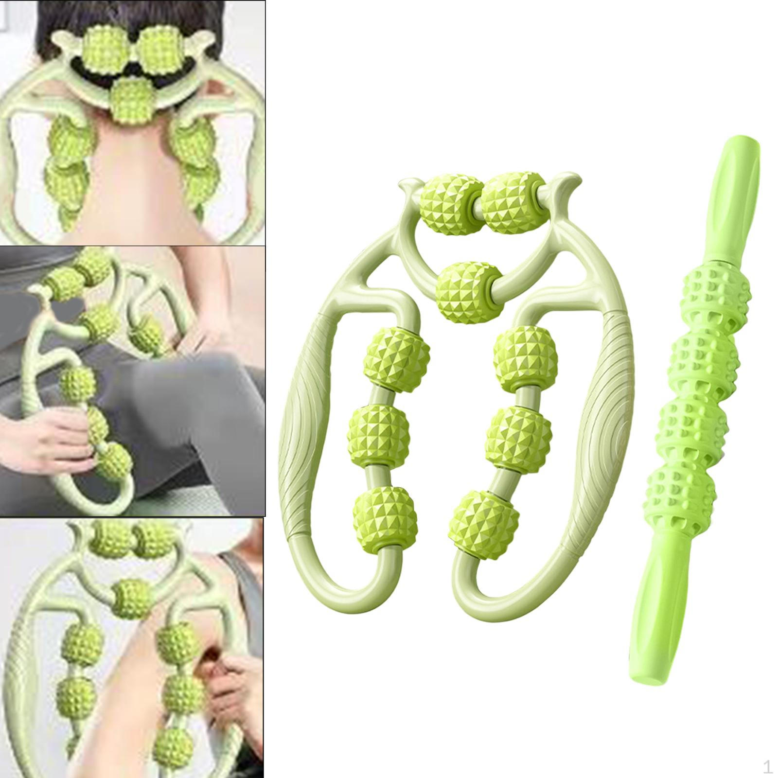 

2 шт. Круглый массажный ролик для ног с захватами Портативный ручной мышечный для фитнеса Подходит зелёный