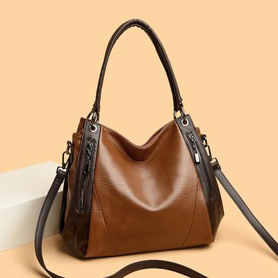Borsa da donna, grande, semplice, in morbida pelle, a tracolla, monospalla, per la mamma