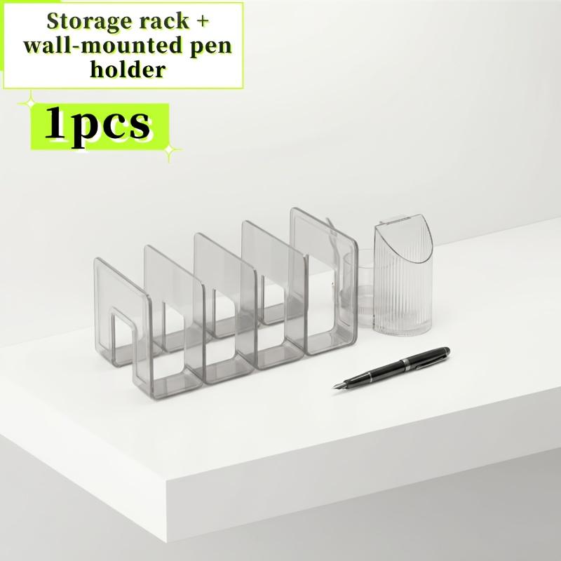 1Pcs Transparent Black-Acrylic PP Material Book Stand / Multifunctional Desktop Organizer /Storage Box with Pen Holder Desk File