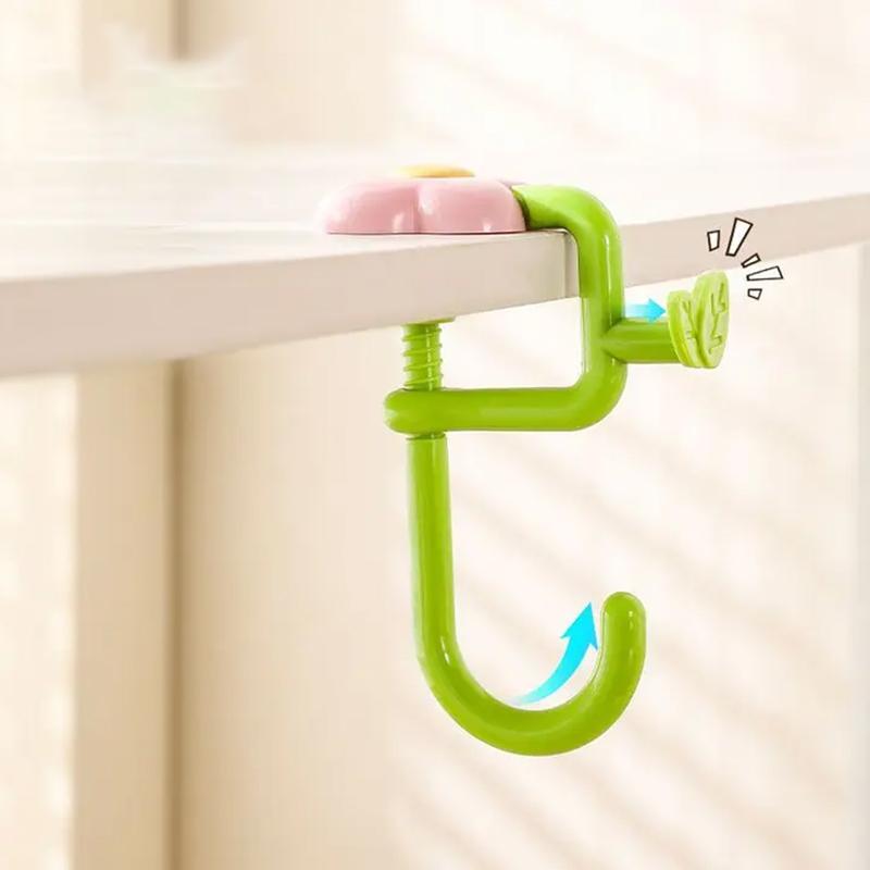 Desktop Storage Hook Flower-Shaped Adjustable Hook Desk Edge Hook Removable For Office Headphones Backpacks