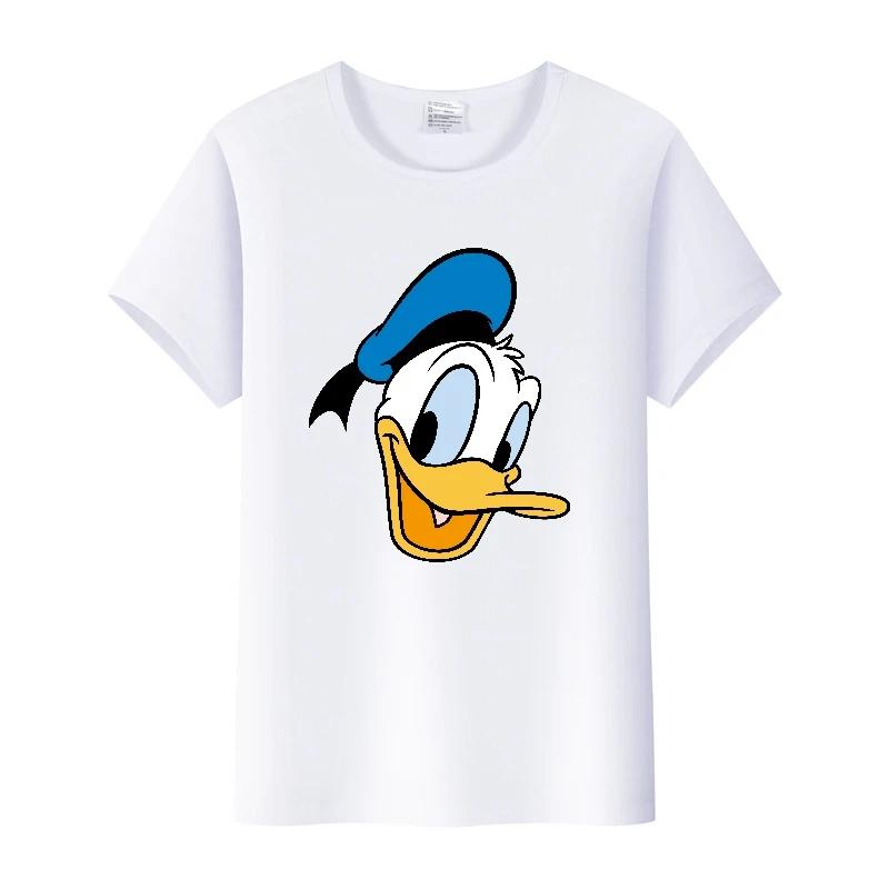 Kawaii Donald Duck Plus Size Tee Ladies Graphic Clothes Summer Women Short Sleeve T-shirt Disney Cartoon Men Tshirt Female Tops