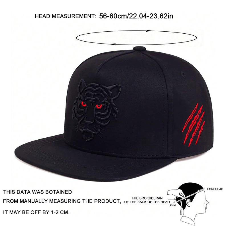Unisex Tiger Embroidery Hip-hop Hats Spring Autumn Outdoor Adjustable Casual Baseball Caps Trucker Caps Sunscreen Hat