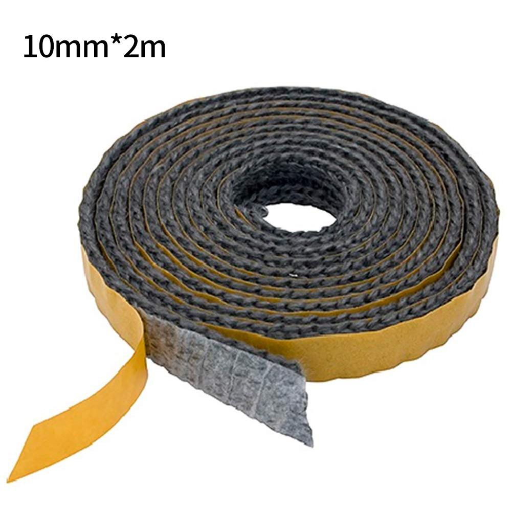 Black Flat Stoves Rope Self-Adhesive Fiberglass Fireplace Door Sealing Cord Replacement Gasket Tape 10mm Wide X 2mm