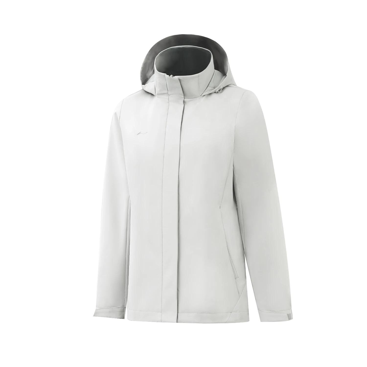 

Li Ning Простой однотонный спортивный ветрозащитный плащ с капюшоном, женская верхняя одежда AFDV922-6 S