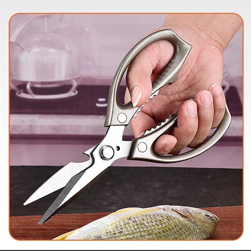 Aluminum Alloy Handle 3CR13 Stainless Steel Blade Kitchen Scissors Household Multifunctional Chicken Bone Cutting Shear