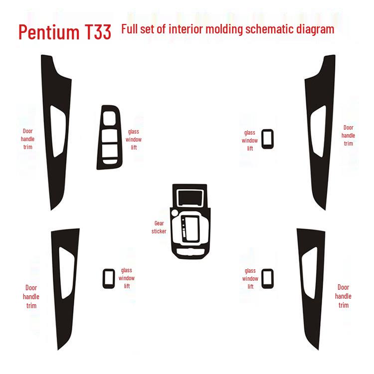 Bestune T33 Interior Trim Stickers for Gear Shift, Door Handle, and Glass Lift