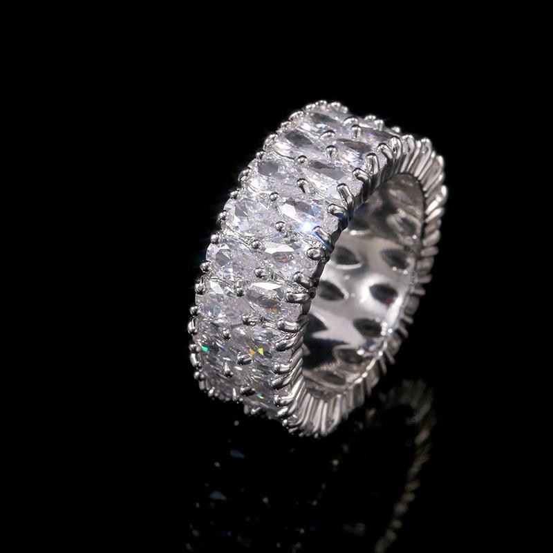 European & American Fashion AAA Grade Double Row Teardrop Zircon Ring - Trendy Accessory