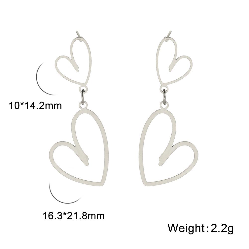 Lucktune Double Heart Shape Drop Earrings Stainless Steel Earrings For Women Fashion Gold Color Jewelry Woman Accesories Gifts