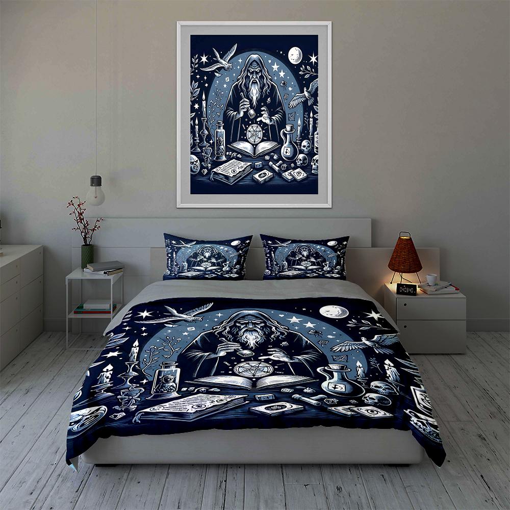 Mystical wizard design Bedding Duvet cover sets Duvet covers Pillowcases gifts (1 * Duvet Cover 2 * Pillowcases, without duvet insert)