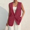 Women's Casual Summer Work Suit Vest Sleeveless V Neck Single Button Solid Color Jacket