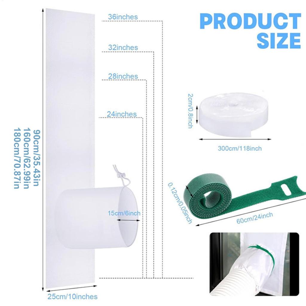 Portable Air Conditioner Window Sealing Kit AC Sealing Cloth Set Energy Saving Flexible Portable Air Conditioner Accessory For