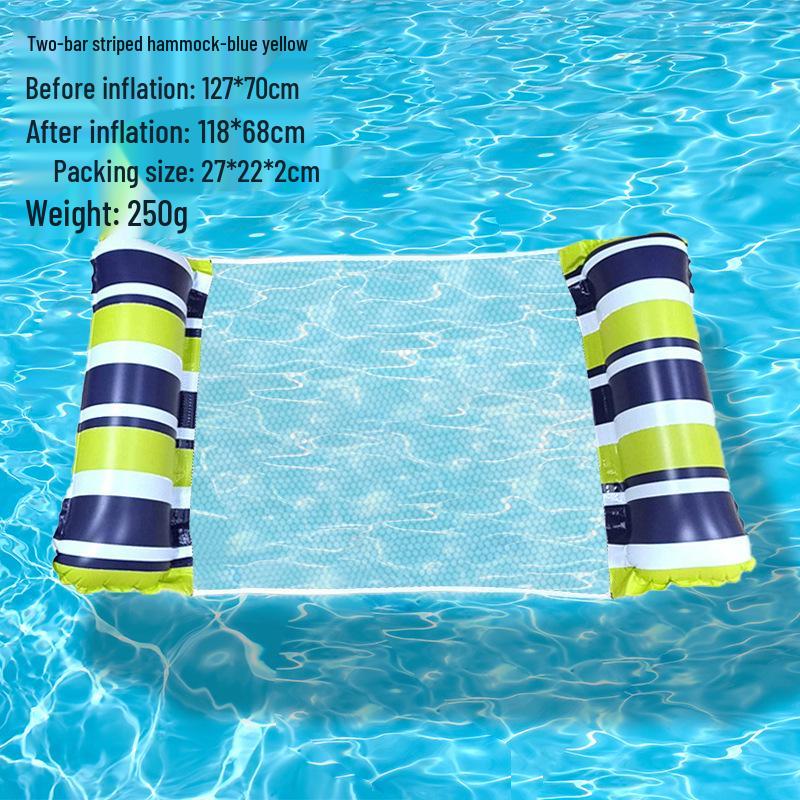 Summer Hot Selling Inflatable Striped Hammock Lounger: Foldable Water Float Bed for Swimming and Leisure Inflatable Float