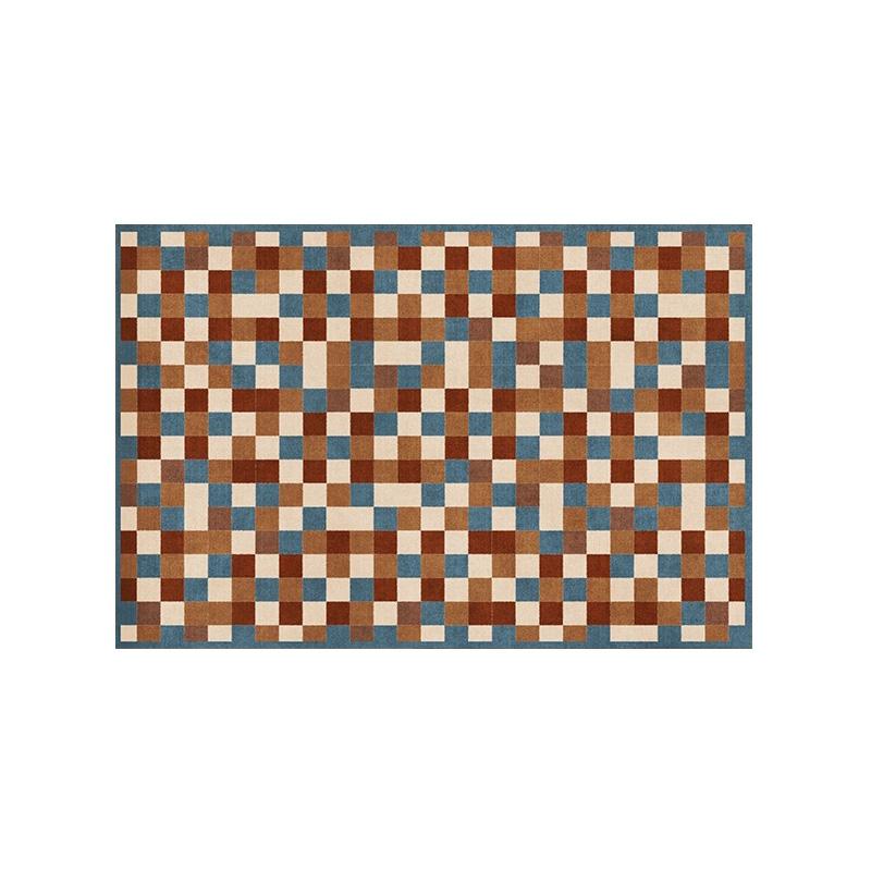 Retro Plaid Living Room Decorative Carpet Antique Sofa Coffee Table Soft Mat Wipeable Bedroom Bedside Plush Rugs Tapis