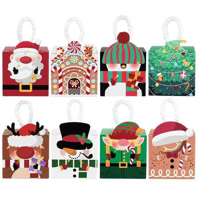 10/20Pcs Christmas Gift Packing Box Cartoon Santa Claus Xmas Tree Candy Cookie Boxes Bags Children Favors Navidad New Year 2025