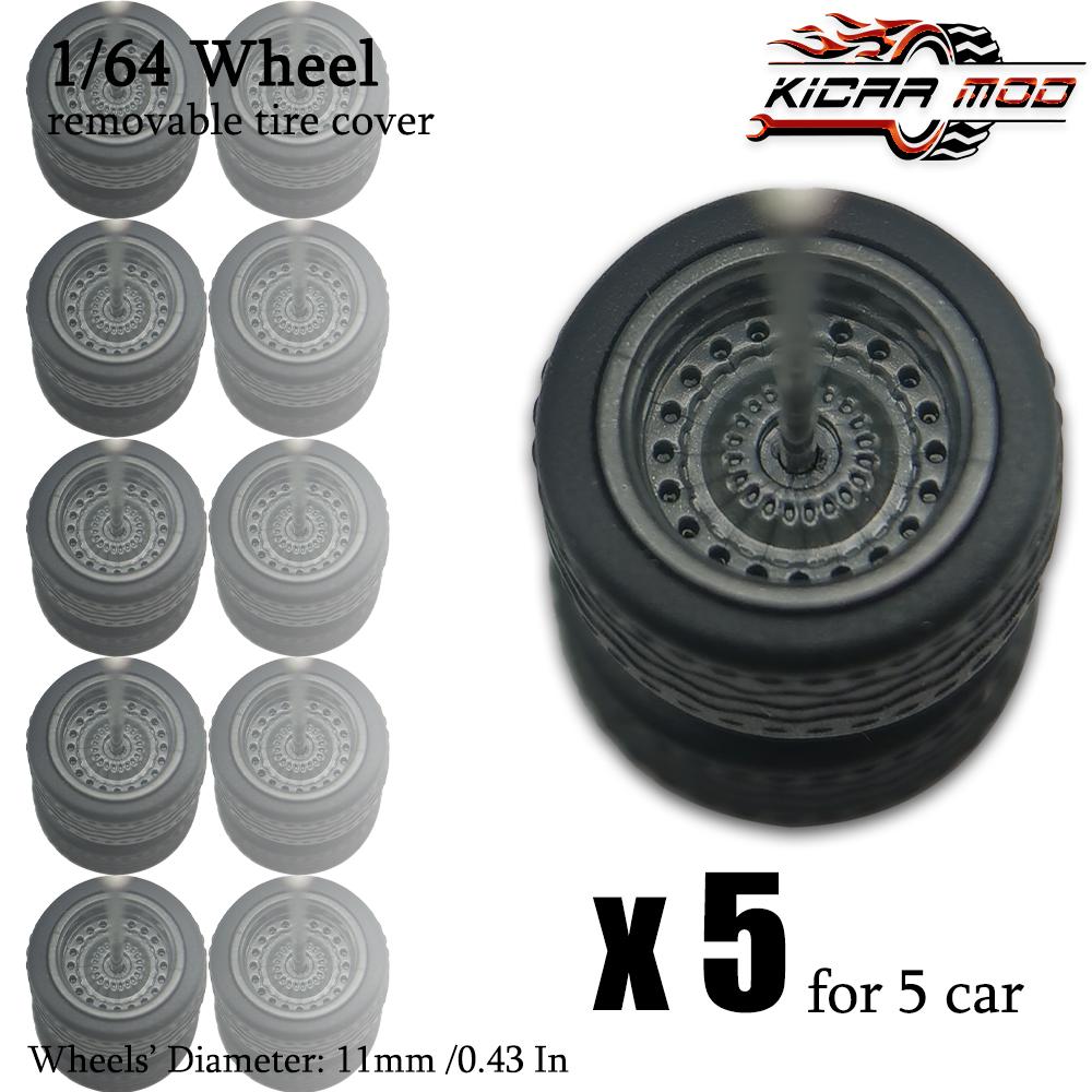 1/64 Räder Mit Abnehmbaren Gummireifen Lauffläche Vollabdeckung Speiche Für Modellautos Tuning Teile Für Hotwheels (Für 5 Autos)