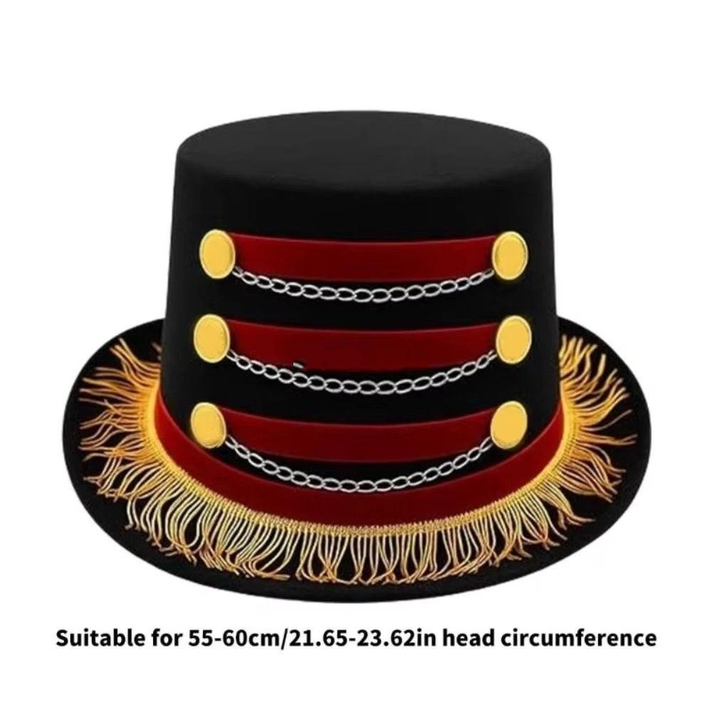 Gold Fringe Vintage Fascinator Hats Tasseled Design Ringmaster Top Hat  Stage Performances