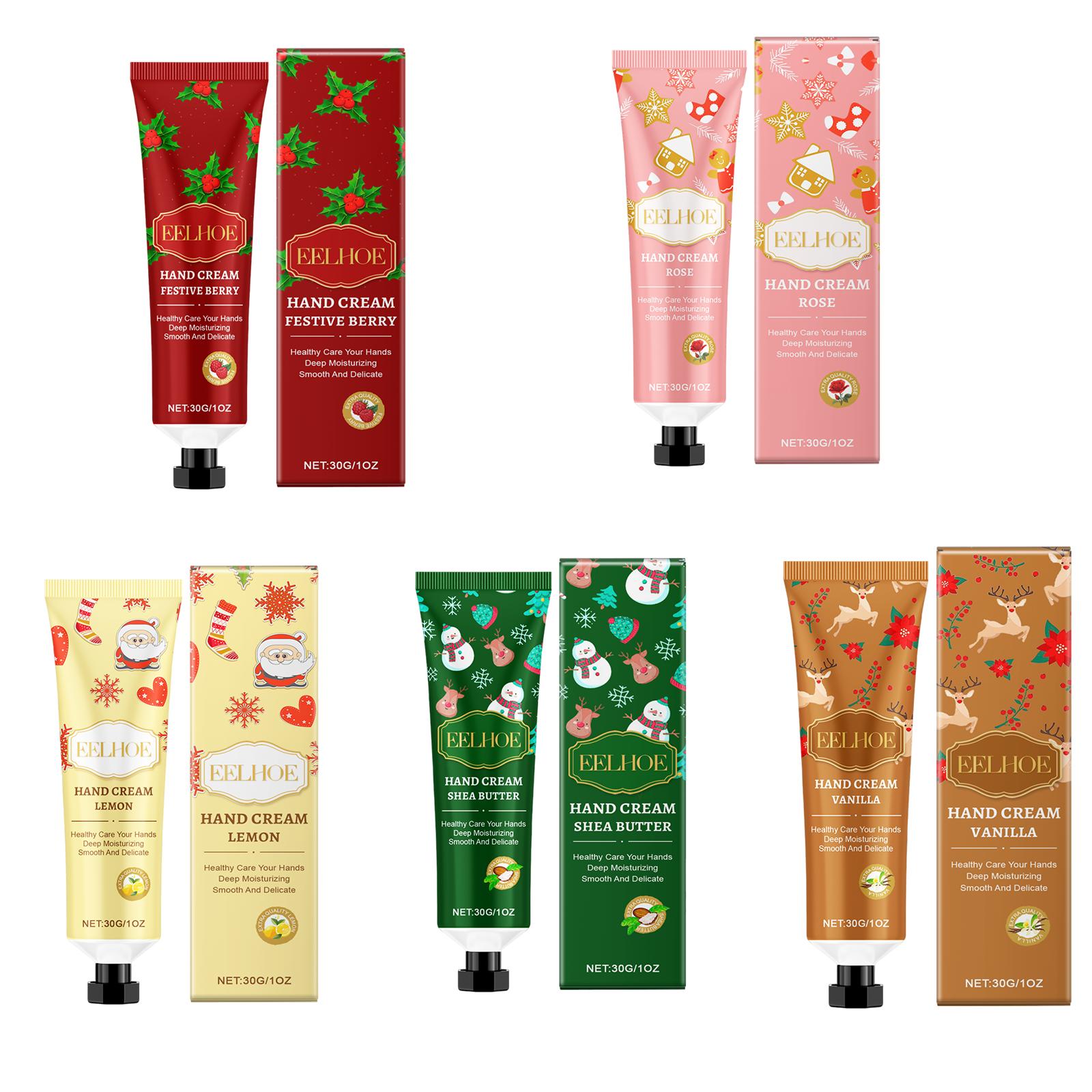 

EELHOE Hand Cream Set (5 pcs), Christmas gift, 5 scents, plant extracts, repairing and hydrating, deep moisturizing, fruit and floral hand lotion