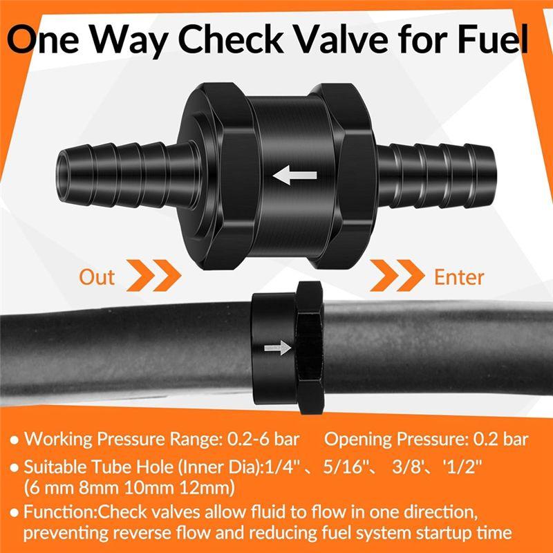 SXR-1/4 Inch 5/16 Inch 3/8 Inch 1/2 Inch Fuel Non-Return Inline One-Way Check Valve Suitable For (4 Pieces Black)