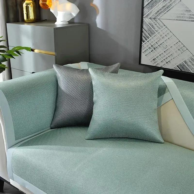 Ice Cooling Rattan Mattress Sofa Cushion Summer Edition Seat Pad Washable Ice Silk Anti-Slip Cover Home Decoration
