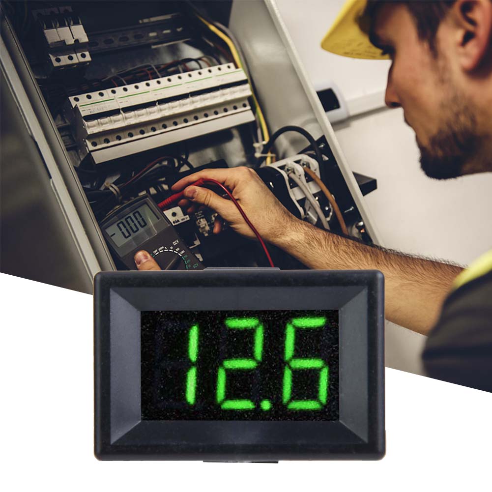 Digital Voltmeter 0.36inch Three Wire DC 0 100V LED Display Voltage Meter Waterproof (Green)