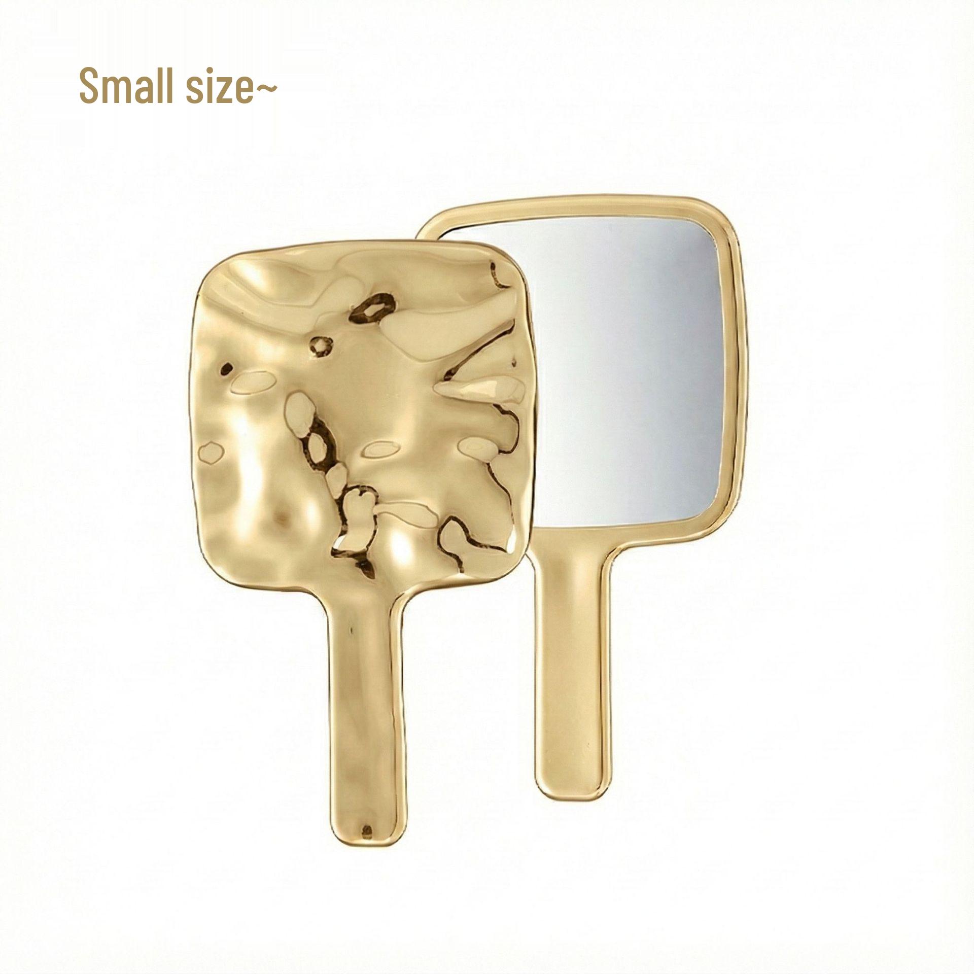 Electroplated Gold Water Ripple Handheld Makeup Mirror with HD Texture