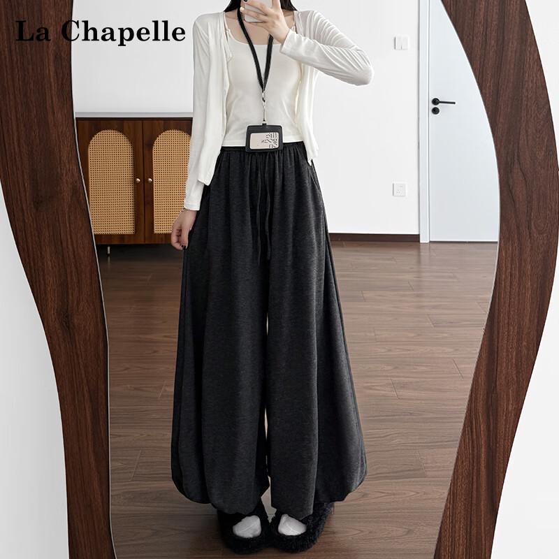 La Chapelle Women's High-Waist Drapey Wide-Leg Pants