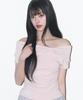 ILLIGO Bow Off-Shoulder Tee Pink