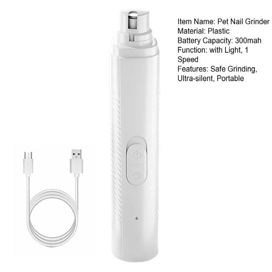 Electric Pet Nail Grinder USB Rechargeable Dog Nail Trimmer with LED Light 3 Grinding Methods Silent Portable Nail Grinder for Small to Large Dogs