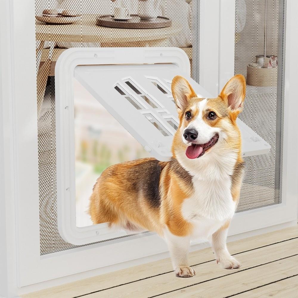 Self-Closing Dog Screen Door Reinforced Dog Sliding Door Screen Pet Lockable Screen Door  Patio