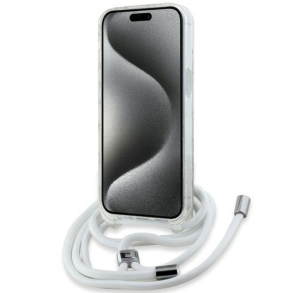 Karl Lagerfeld Klhmp15Shckcklct Iphone15 / 14 / 13 6.1 Transparent Hardcase Iml Crossbody Monogram Karl & Choupette Head Magsafe