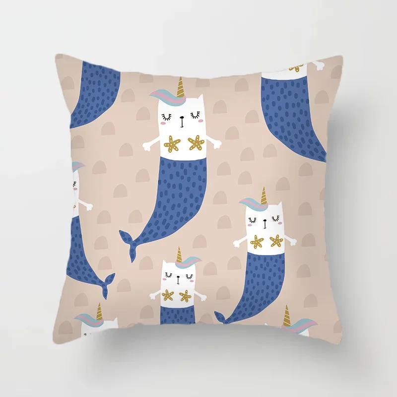 Niedlicher Cartoon Dinosaurier Alpaka Fuchs Print Muster Kissenbezug Heim Wohnzimmer Sofa Dekokissen