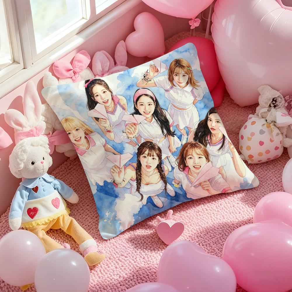 Kpop OOOOH MY GIRLSS Cushion Cover Pattern Printed Pillowcase for Living Room Sofa Cushion Cover  Bedroom Decor