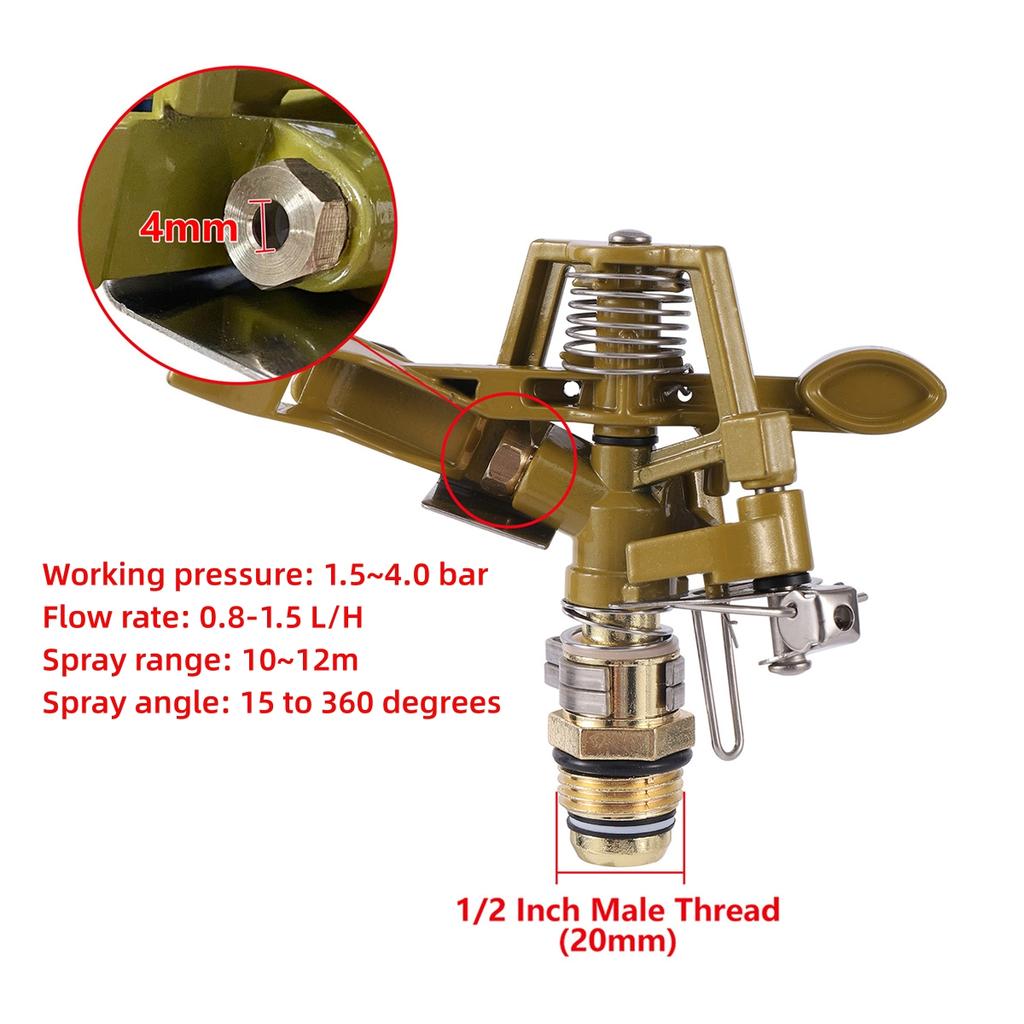 1/2" Male Thread Rotating Rocker Sprinkler Stainless Steel Tripod Auto-Rotary Garden Lawn Orchard Greenhouse Irrigation Sprayer