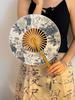 BEPAN Chinese-style Ink-wash Silk Folding Fan, Summer Ancient-style Fan, Portable Hand-cranked Bamboo Fan, National Style Decoration