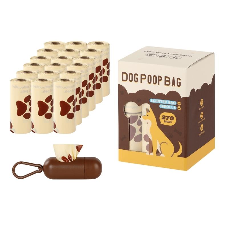 Dog Poop Bag with Milk Scent Clip and Dispenser for Pet Walking, Outings and Travel Easy To Clean