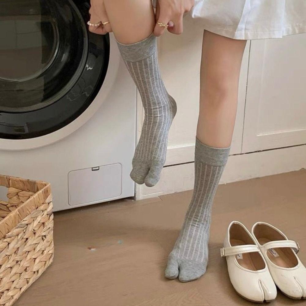 Hochwertige Zehensocken Neu gekämmt Einfarbig Damen Tabi Socken Harajuku Baumwolle Weiche Zehensocken