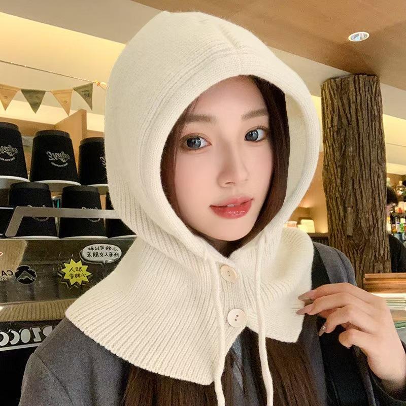 Balaclava hat fashion couple autumn and winter ear protection warm hat scarf integrated knitted wool hat