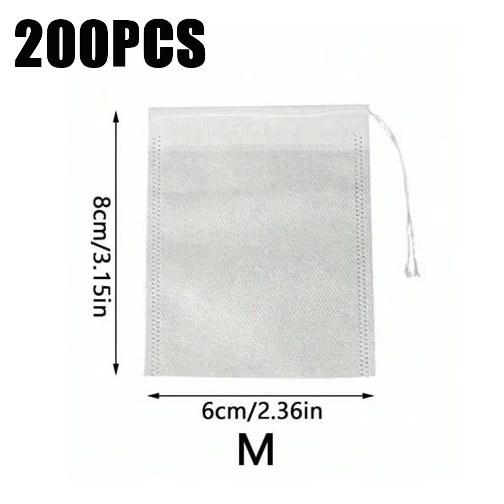 100/200pcs Disposable Tea Filter Bags Drawstring Style Empty Bags Non-Woven Sealing Teabags For Spice Coffee Tea Kitchen Tools
