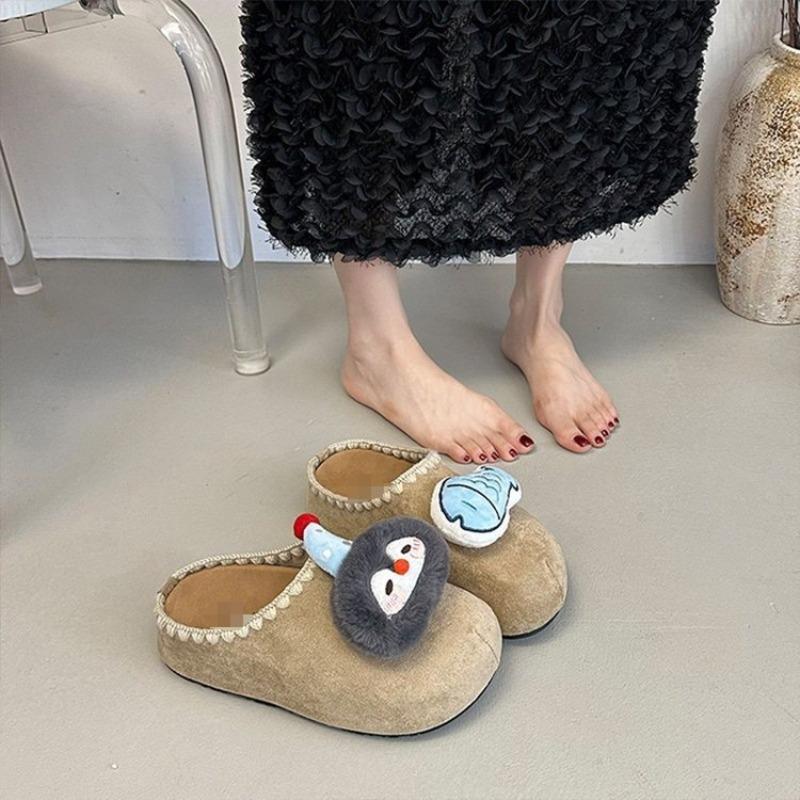 Niche personality lazy style women wear autumn and winter new lazy woman with a pedal bag head and half slippers